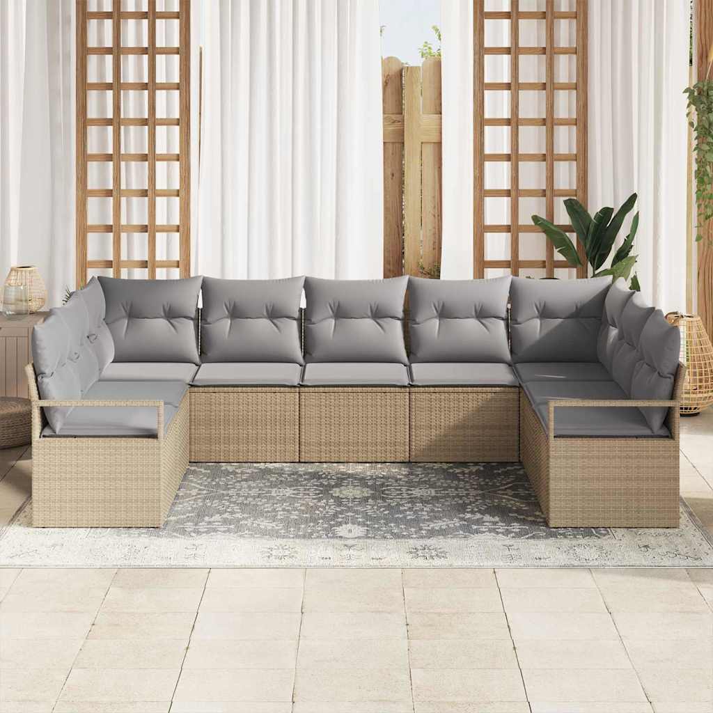 Garten-Sofa-Set mit Kissen 7 pcs Beige und Hellgrau